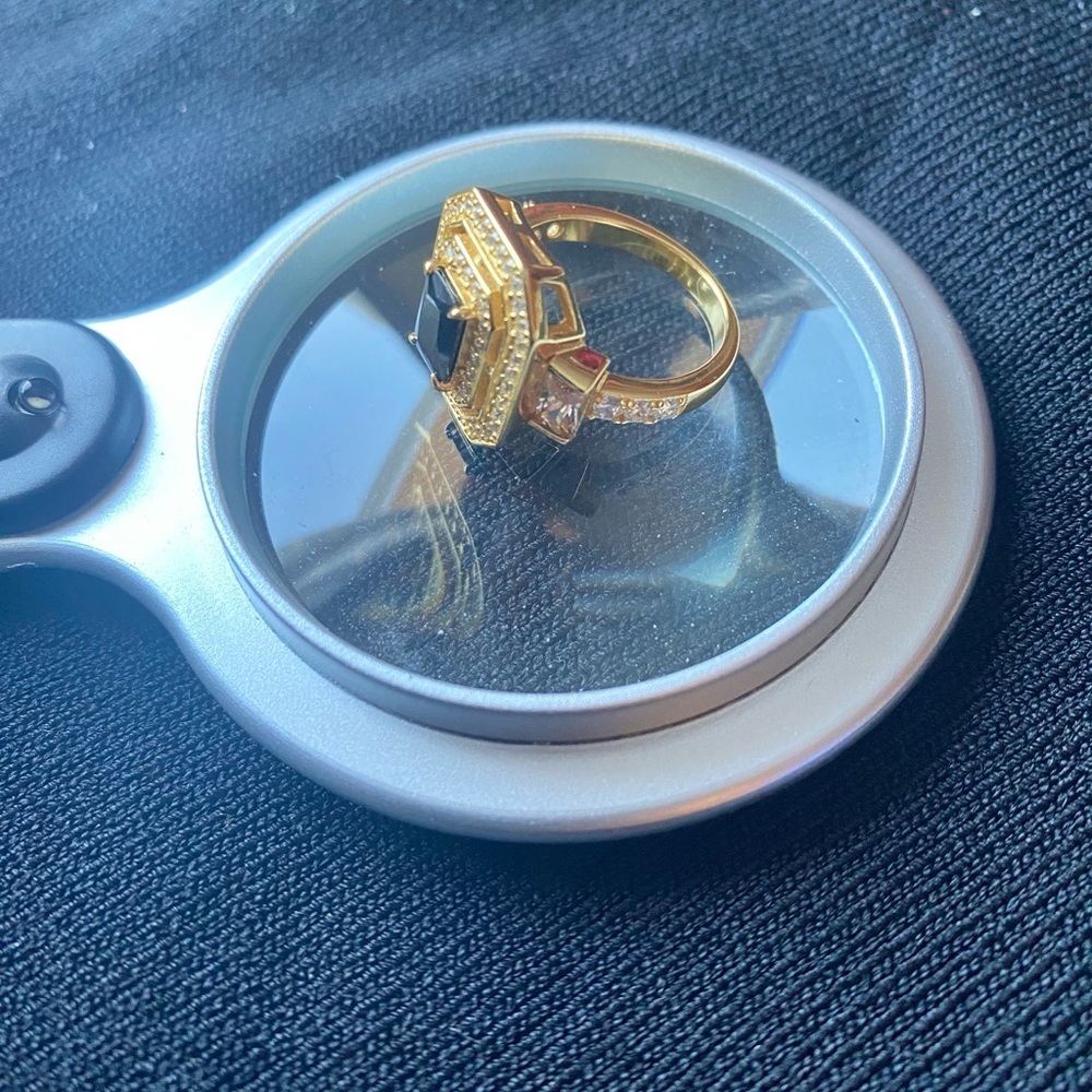 Stunning RBP 925 Silver Gold ToneRing with Black Gemstone - Picture 3 of 3